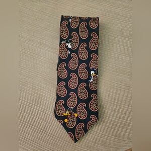 The Tie Bar Black and Red Paisley Tie